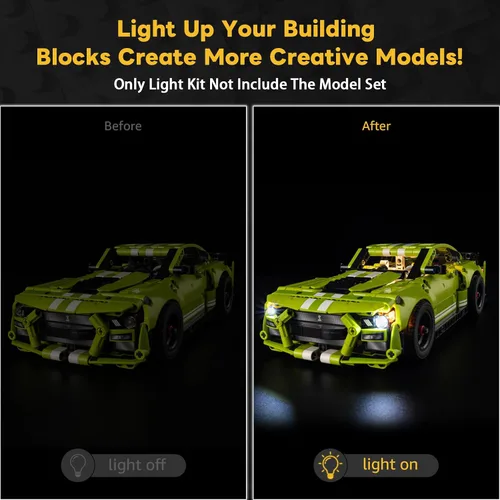 Miniatura 3 de Kyglaring Kit de luces LED compatible con Lego Mustang Shelby GT500 Technic 42138 bloques de construcción de automóvil, accesorios de iluminación