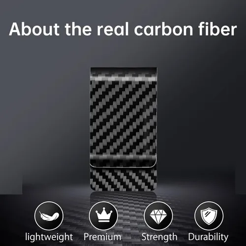 Miniatura 3 de CL CARBONLIFE Billetera de fibra de carbono con clip para dinero en efectivo y tarjeta de crédito, clip minimalista súper delgado y ligero