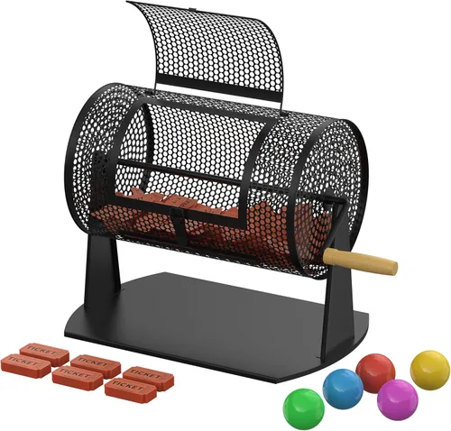 Miniatura 8 de Orionstar Tambor de rifa, juegos y deportes profesional para rifas con mango giratorio de madera con capacidad para 2500 boletos (negro)