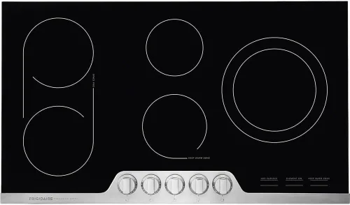 Frigidaire Cocina eléctrica profesional de 36 pulgadas, placa de cocina de vidrio de cerámica de 5 quemadores plana con borde de acero inoxidable,