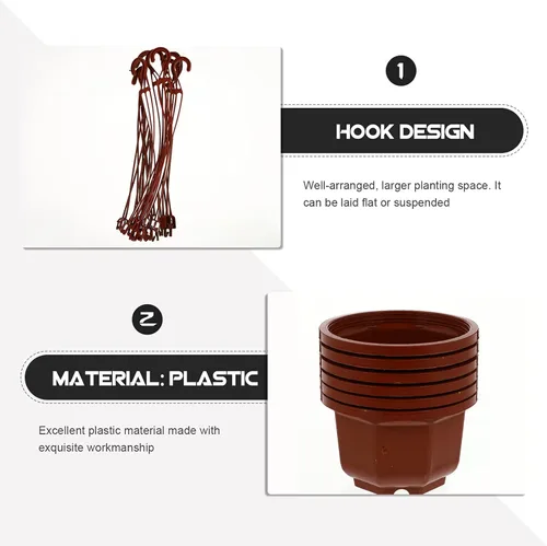 Miniatura 6 de Yardwe Plantas artificiales para decoración al aire libre, 12 macetas colgantes de plástico, macetas de pared para plantas de interior y exterior