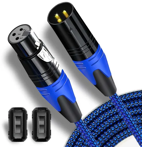 Miniatura 8 de Cable de micrófono XLR macho a hembra, de 6 pies, color azul Doble blindado, cobre libre de oxígeno, trenzado de nailon