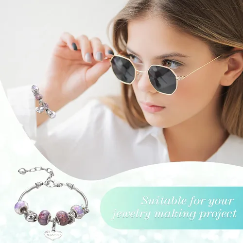 Miniatura 5 de Hicarer 27 Piezas Cadena de Pulsera con Dijes de Serpiente Cadena de Pulsera con Dijes Ajustable con Extensor en Forma de Corazón Cobre DIY