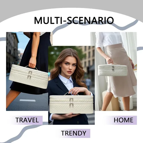 Miniatura 6 de Funda de transporte de doble capa para secador de pelo Revlon de un solo paso, bolsa de viaje para voluminizador/moldeador de cabello, caja Beige