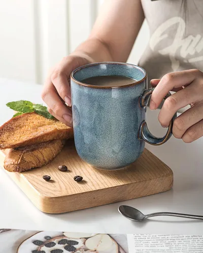 Miniatura 4 de UNICASA Taza de café – Juego de 4 tazas de té de cerámica de 14 onzas, cereales de porcelana, tazas con asa grande para café, té, leche, café