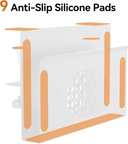 Miniatura 5 de Almacenamiento lateral de escritorio, soporte de metal para portátil con caja magnética para bolígrafos, organizador con abrazadera debajo