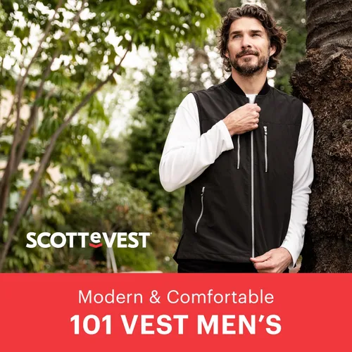 Miniatura 4 de SCOTTeVEST Chaleco de viaje 101 para hombre, 9 bolsillos ocultos, chaleco repelente al agua transpirable para viajes, senderismo, golf y más