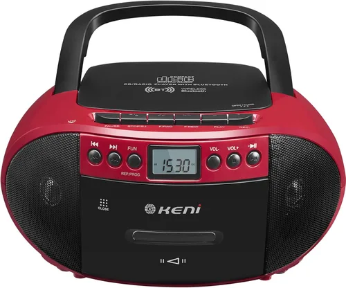 G Keni Combo portátil de reproductor de CD y cassette Boombox, grabadora de cinta de casete con control remoto, radio AM FM, reproducción USB con