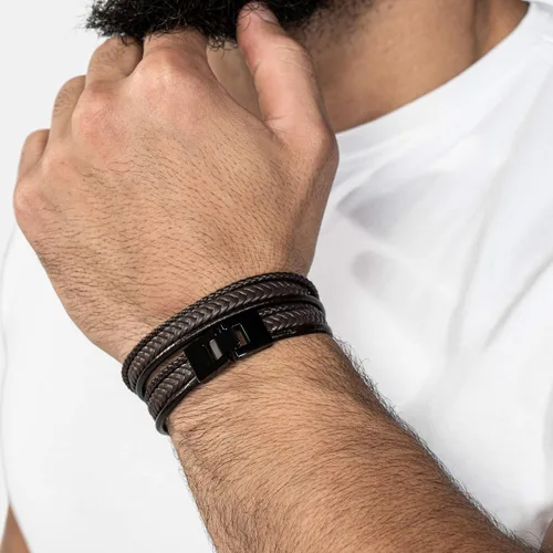 Miniatura 5 de SERASAR Premium Leather Wrap Bracelet Wrap for Men in Black & Brown Different Lengths Stainless Steel Clasp Includes Jewelry Box Great Gift for