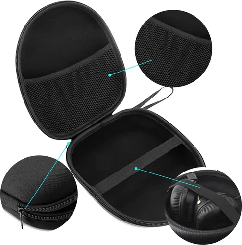 Miniatura 3 de Funda rígida para auriculares de transporte grande, bolsa de viaje para Sony MDR-100AP/XB650BT Bolsa de auriculares (negro)