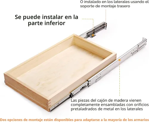 Miniatura 5 de Mulush Organizador de cajones extraíble de 13" de ancho x 21" de profundidad x 3" de alto con cierre suave para cocina