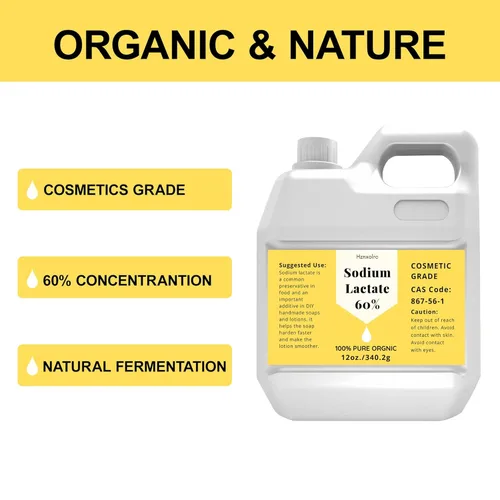 Miniatura 2 de 12 oz (Peso Neto) Lactato de Sodio para Hacer Jabón y Lociones, Lactato de Sodio Líquido Premium, Concentración del 60%, Grado Cosmético, Hidratante