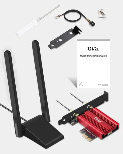 Miniatura 8 de Ubit Tarjeta Wi-Fi 7 6338Mbps 6G+5G+2.4G con Bluetooth 5.4, 160MHz 802.11be Tarjeta WiFi PCIe Adaptador de red inalámbrica de tres bandas para PC