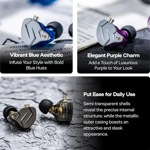 Miniatura 7 de Linsoul KZ ZSN Pro Dual Driver 1BA+1DD Hybrid Metal Earphones HiFi in-Ear Monitor with Detachable Recessed 2Pin Cable, Zin Alloy Panel