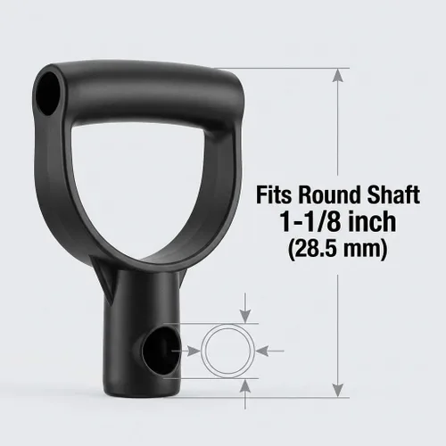 Miniatura 3 de QWORK Pala con mango de agarre en D, paquete de 4 1-1/8" de diámetro interior PVC Mango de pala con agarre en D de forma reemplazable