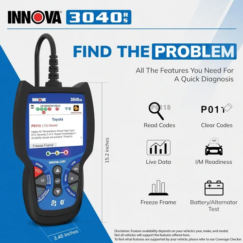 Miniatura 2 de INNOVA 3040RS, escáner OBD2, transmisor de datos en vivo, probador de batería/alternador, reinicio de la luz de motor/luz de freno/luz de aceite