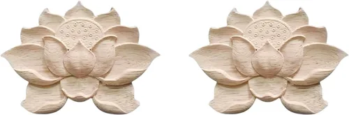 2 calcomanías de talla de madera sin pintar, apliques de madera tallada para muebles de bricolaje, apliques para pared, cama, puerta, armario, 7