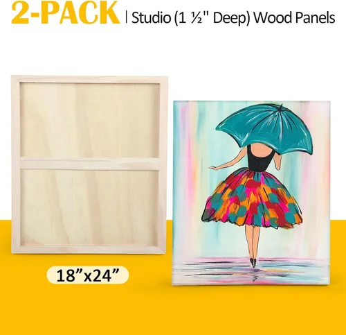 Miniatura 6 de Falling in Art Paquete de 2 paneles de lienzo de madera sin terminar, kit de paneles de madera de abedul de galería de 18 x 24 pulgadas, tablas