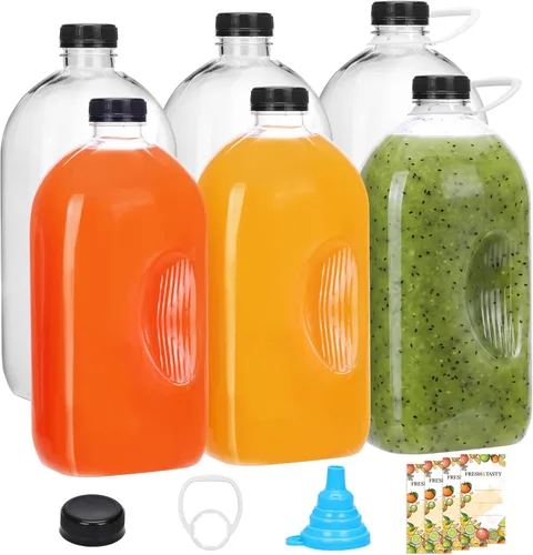 Miniatura 21 de TOMNK 12pcs 2oz Plastic Shot Juice Bottles with Caps, Reusable Clear Bulk Beverage Containers for Ginger Shot, Juice, Milk and Other Beverages