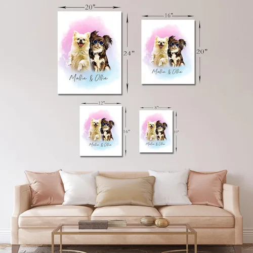 Miniatura 4 de Artsadd Impresión conmemorativa personalizada de retratos de mascotas, regalos artísticos hechos en Estados Unidos, lienzo de memoria personalizado