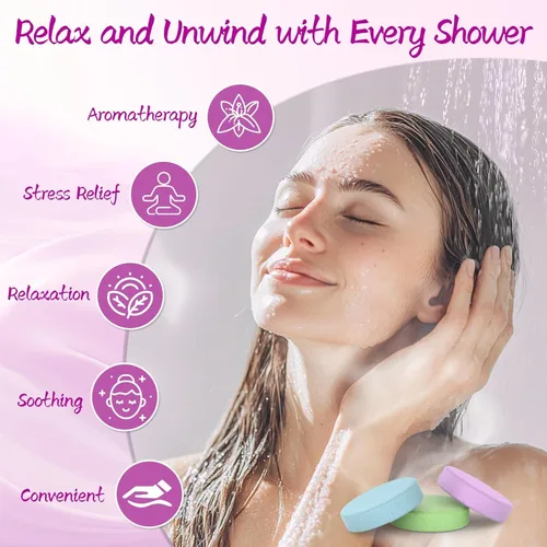 Miniatura 4 de Shower Steamers - Paquete de 8 bombas de ducha de aceites esenciales naturales para cuidado personal, spa en casa, alivio del estrés y relajación