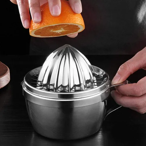 Miniatura 6 de Exprimidor manual de acero inoxidable Exprimidor de cítricos Exprimidor de limón naranja Herramienta de presión de mano con colador y recipiente