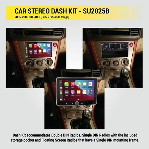 Miniatura 4 de Scosche SU2025B - Kit de instalación de radio DIN simple o doble compatible con vehículos Subaru seleccionados 2005-09 – 1 o 2 DIN Aftermarket Kit