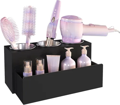 Miniatura 8 de Organizador de Herramientas para el Cabello, Organizador de Herramientas de Peinado de Cabello Caliente de Acrílico con 3 Compartimentos, Soporte