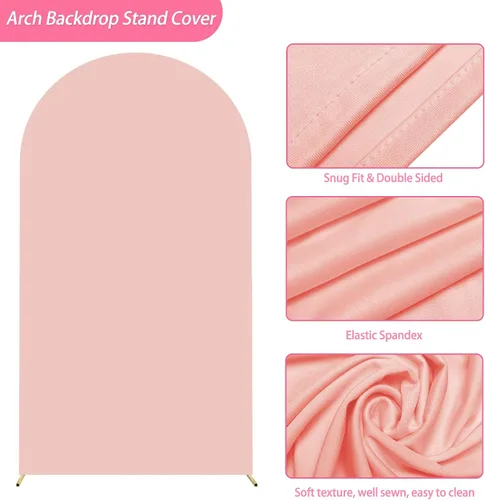 Miniatura 119 de Putros Cubierta de Arco de Boda 6 Pies Beige Spandex Ajustada Parte Superior Redonda Chiara Cubiertas de Soporte de Fondo para Decoración de Bodas