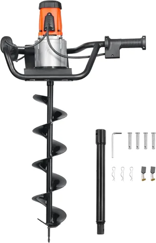 VEVOR Excavadora eléctrica de agujeros para postes, broca de taladro de 5.71 pulgadas con potente motor de 1500 W, broca de taladro de tierra de