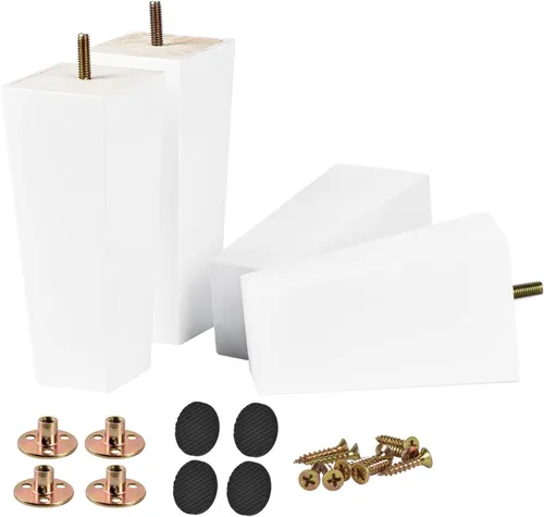 Patas para muebles de madera maciza de 8 pulgadas, 4 pies de repuesto de pirámide de madera moderna de mediados de siglo con pernos roscados de 5/16