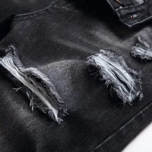 Miniatura 4 de Jeans rasgados para hombre, ajustados, ajuste regular, pierna cónica, desgastados, pantalones de mezclilla para hombre con agujero