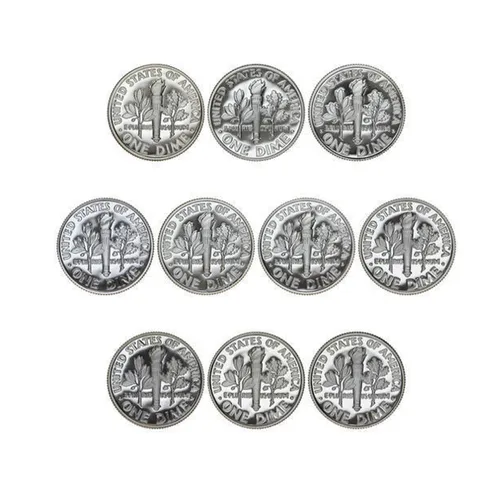 Miniatura 2 de 2000-2009 S Proof Roosevelt Dime Run Gem DCAM CN-Clad 10 monedas