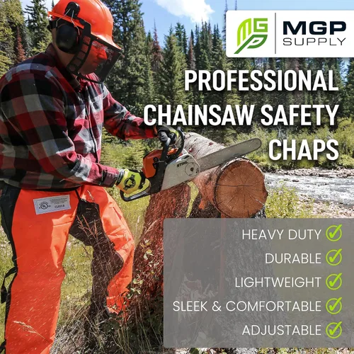 Miniatura 2 de MGP SUPPLY Apron Style Chainsaw Chaps with Pocket & Adjustable Waist Lightweight Class B Protective Safety Equipment