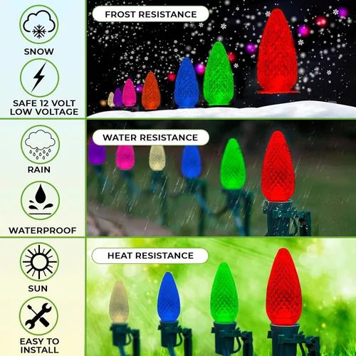 Miniatura 3 de C9 - Bombillas LED de repuesto para Navidad, color blanco cálido suave, forma de vela, grado comercial, E17