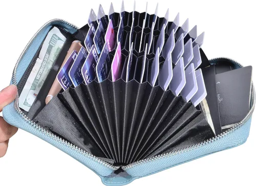 Miniatura 3 de Easyoulife Cartera de cuero genuino para mujer con tarjetero RFID seguro 36 ranuras