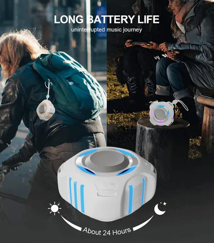 Miniatura 4 de comiso Altavoz Bluetooth de ducha, IPX7 impermeable con múltiples luces, flotante, altavoces inalámbricos con graves fuertes y sonido HD fuerte