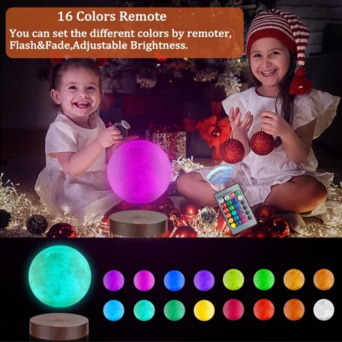 Miniatura 2 de UVEHAS Lámpara de luna levitante de 16 colores de levitación magnética flotante impresión 3D LED luz de luna giratoria en Air Luna Luces nocturnas