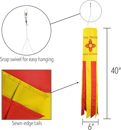 Miniatura 6 de In the Breeze Nuevo México 40" Windsock, bandera del estado al aire libre, 5204 New Mexico