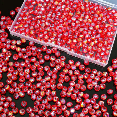 Miniatura 7 de 800 cuentas redondas de cristal de 0.236/0.396/0.394 pulgadas para joyas de bricolaje, ideales para pulseras, collares, colgantes y proyectos