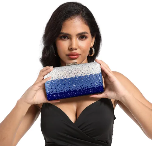 Miniatura 3 de Boutique De FGG Elegantes bolsos de noche de cristal para mujer, caja de fiesta formal, embrague, boda, diamantes de imitación, bolso de novia