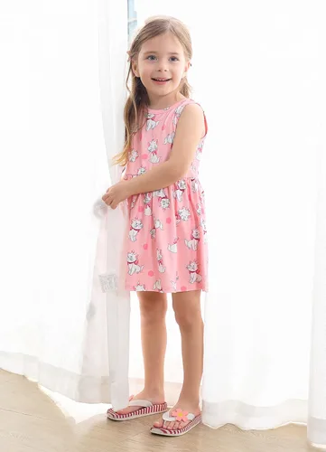 Miniatura 4 de Popshion Vestidos de verano para niñas con estampado de leopardo, vestido con lazo en la espalda, ropa de dinosaurio, sin mangas, para niños