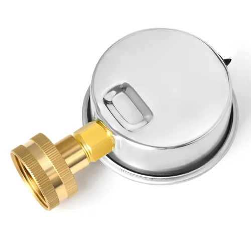 Miniatura 7 de MEANLIN MEASURE Manómetro de presión de 0~200 Psi con marco de acero inoxidable, rosca hembra de 3/4", relleno de líquido, kit con 5 adaptadores