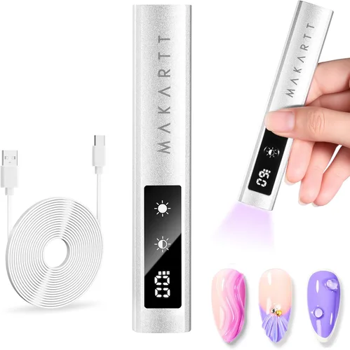 Miniatura 9 de Makartt Luz UV de mano para uñas de gel – Mini lámpara LED UV portátil Lumière secador de uñas de secado rápido para curar esmalte de uñas Rosa