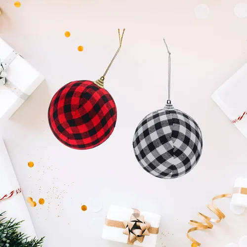 Miniatura 3 de 24 bolas de Navidad de búfalo a cuadros de 2.4 pulgadas/2.362 in, adornos colgantes de Navidad, adornos decorativos para colgar en el árbol
