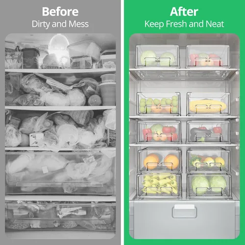 Miniatura 5 de damynuo Paquete de 2 cajones para refrigerador, organizadores de refrigerador, cajones de almacenamiento apilables, contenedores organizadores