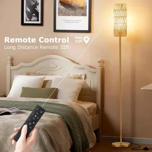 Miniatura 4 de Ambimall Lámparas de pie de 64 pulgadas para sala de estar con control remoto y colores regulables continuos, temperatura y brillo, lámpara de pie