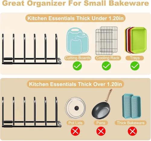 Miniatura 4 de Fikoksol Organizador de Tablas de Cortar y Estante para Bandejas de Hornear, [Paquete de 1] Organizador de Bandejas para Galletas de Metal