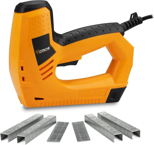 Hoteche Clavadora/grapadora eléctrica Brad - Pistola de grapas eléctrica 2 en 1 y pistola de clavos para carpintería y tapicería - Incluye 100
