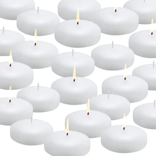 flamecan Paquete de 12 velas flotantes, velas blancas sin perfume de cera sin goteo de 3 pulgadas, para jarrones cilíndricos, bodas, fiestas y días